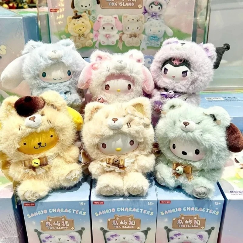 Sanrio Characters Fox Island Blind Box My Melody Plush Pendants Surprise Box  Cinnamoroll Kuromi VinlyAnime Doll Mystery Bag Toy