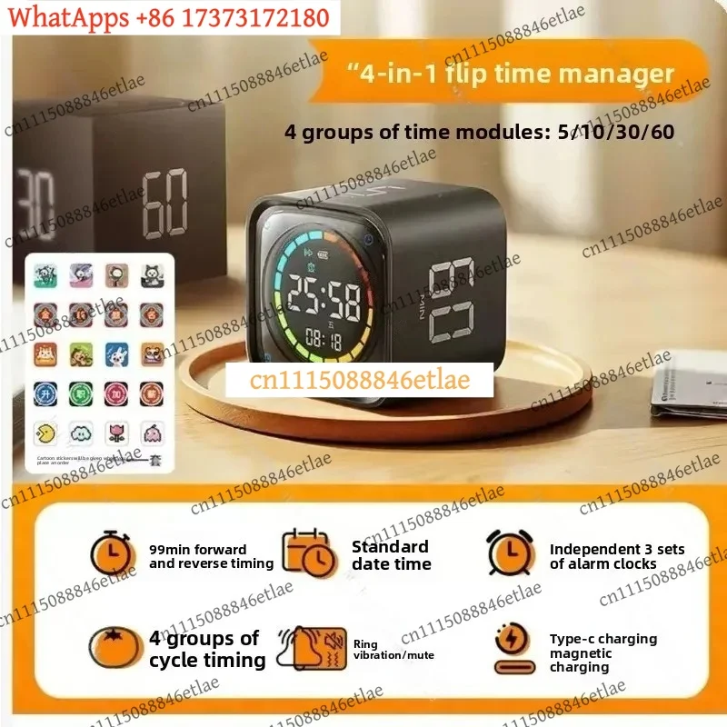 TK3 Flip Timer Small Square Learning Management Tool for Kids Visual Time Tracker Study Aid Educational Timer for Children