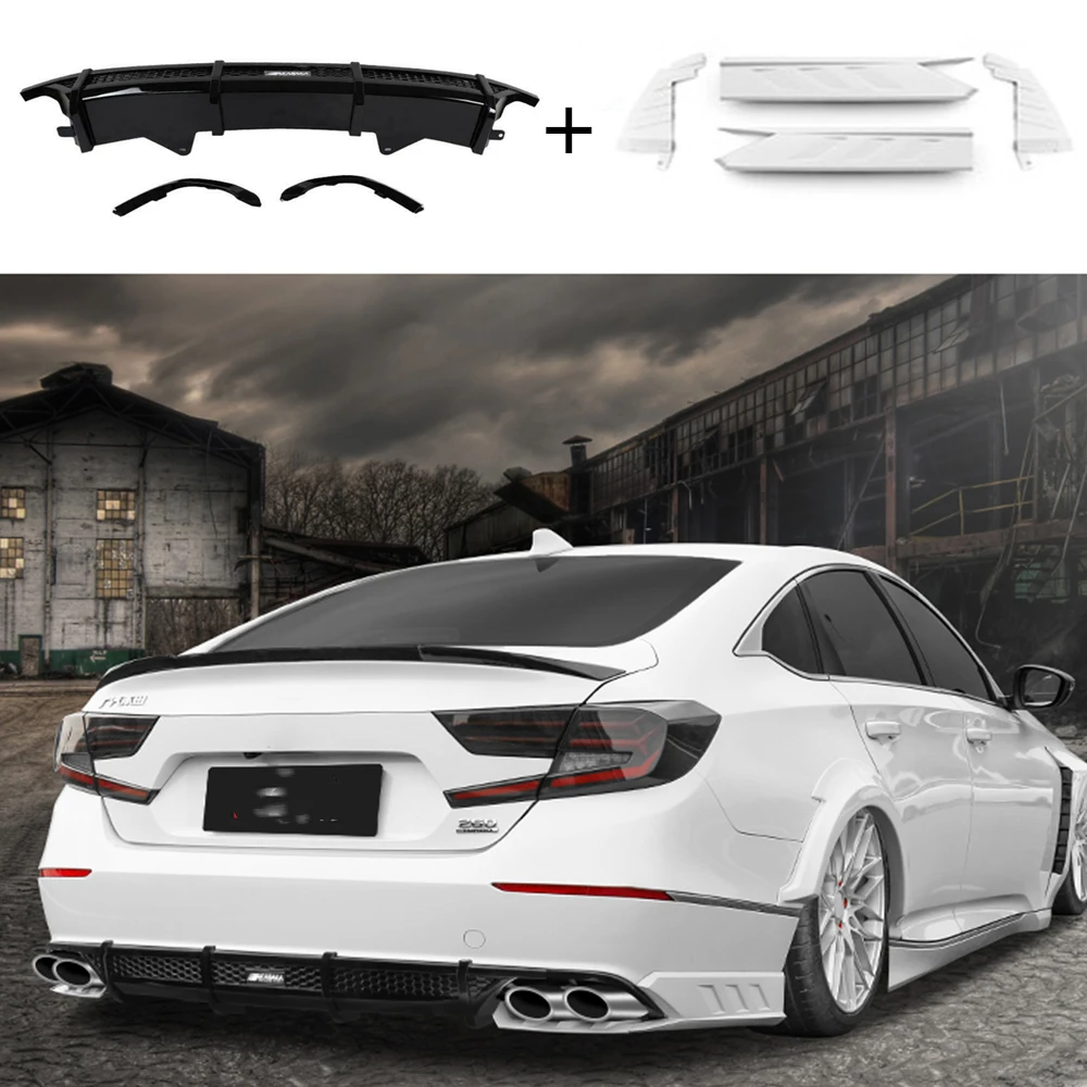 

For Honda Accord 2018-2020 White Car Lower Splitter Side Guard Plate Spoiler Corner Cover Trim Rear Bumper Diffuer Lip Body Kit