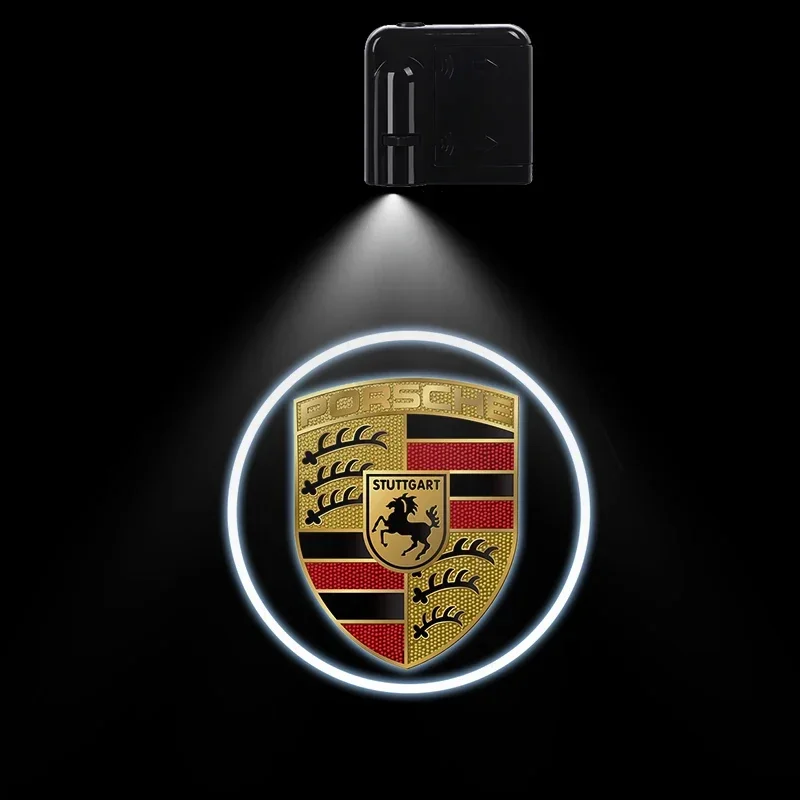 Lampe de Bienvenue Laser pour Portière de Voiture, Projecteur Logo, Veilleuses, Broderie Porsche Boxster Cayman enne 911 Macan Panamera, Autocollants