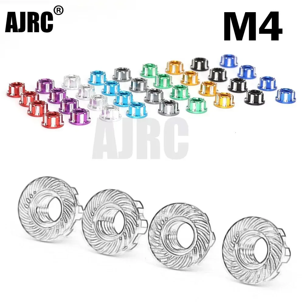 4pcs Aluminum Alloy M4 Tire Nuts For 1/10 Rc Wheel, Compatible With Traxxas Trx4 Trx6 Axial Scx10 Hsp Yokomo D90 D110 Slash Rgt