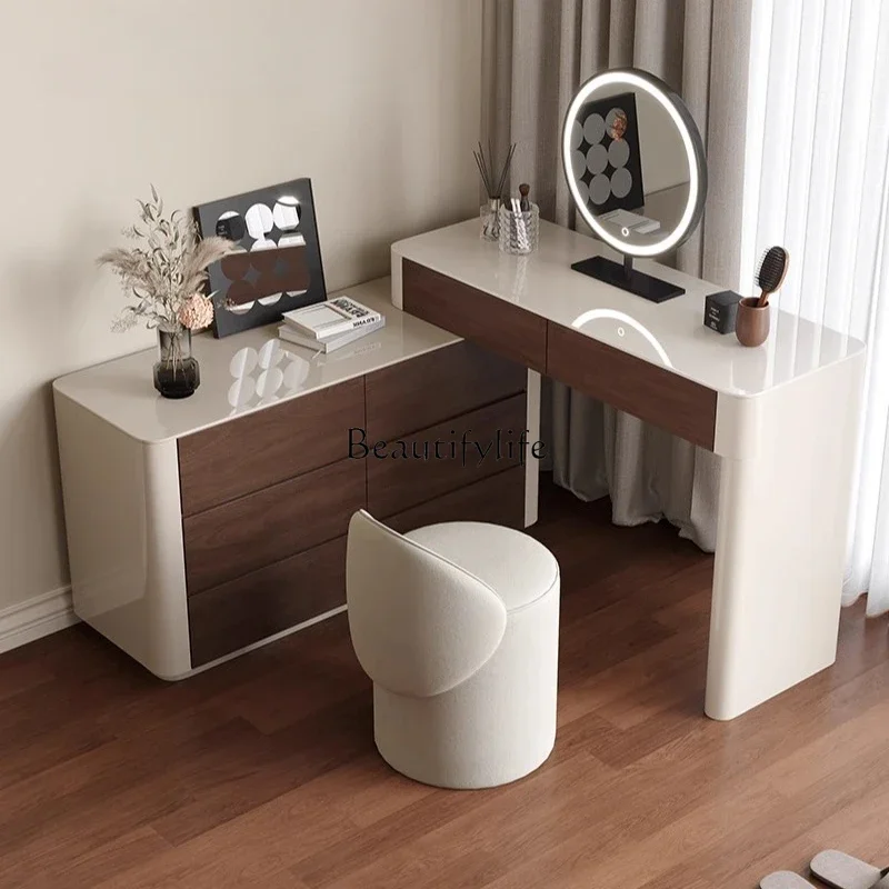 

FG52**Italian minimalist dresser chest integrated bedroom walnut pattern modern simplicity