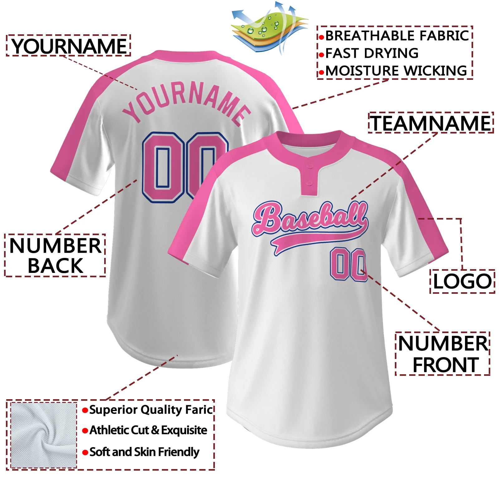 Custom Baseball Jersey Stitched/Printed Personanlized Button Down Shirts Sports Uniform for Men Women Youth