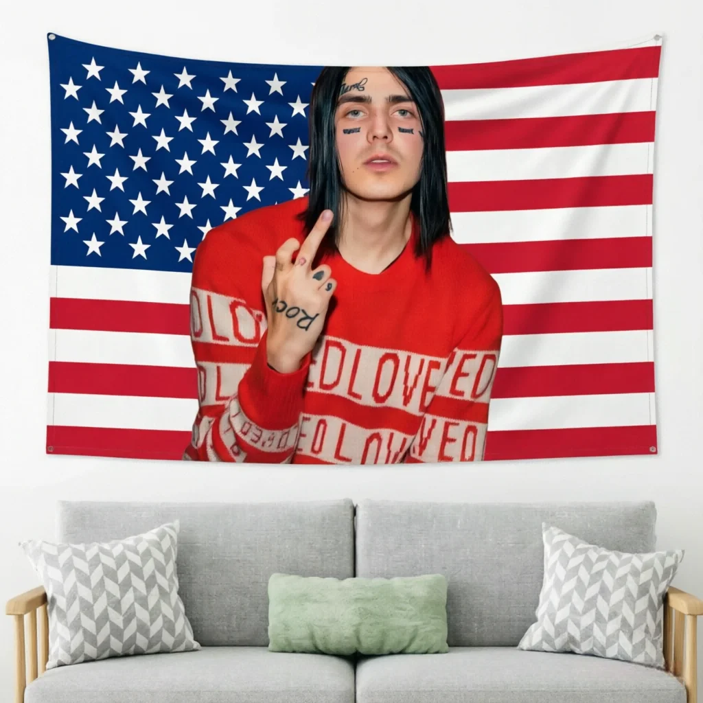 1pc Russian Rapper Face Tapestry, American Flag Poster, Ideal for Bedroom Dorm Living Room Hip-Hop Style Home Wall Art Decor