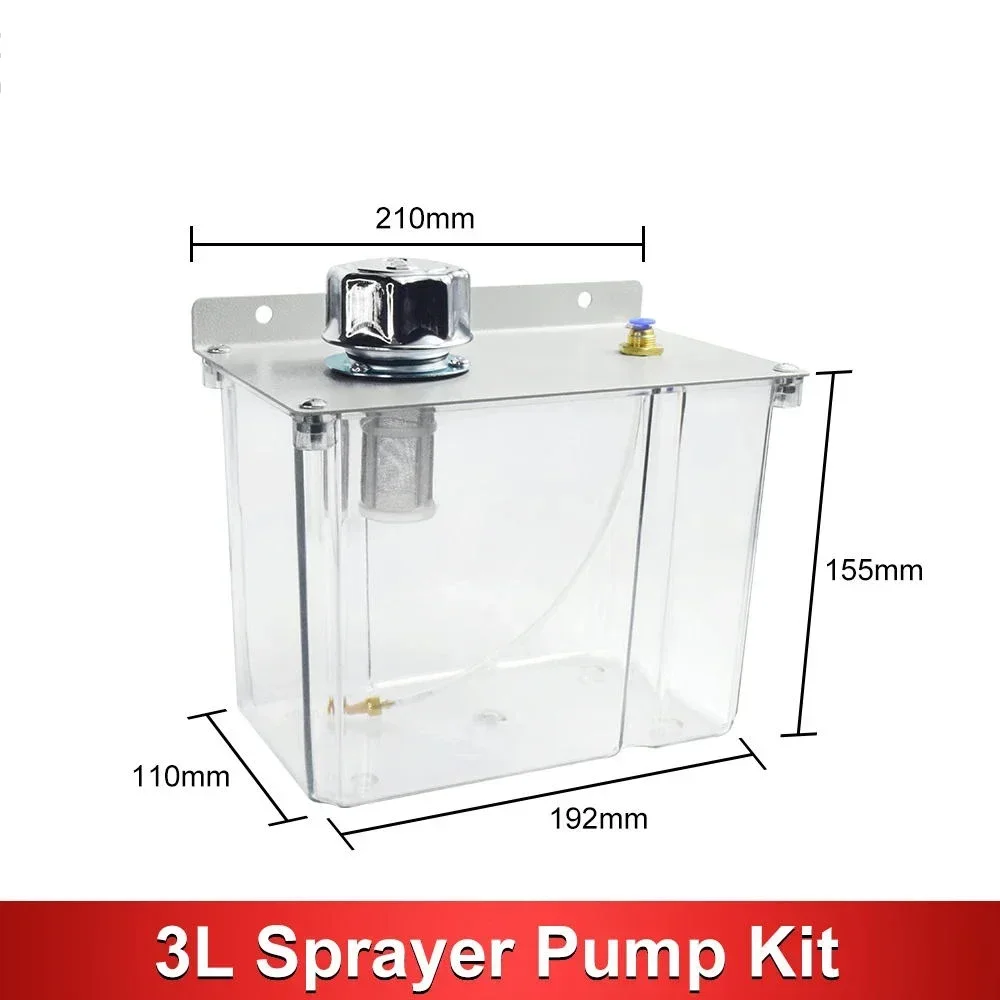 CNC Machine Tool Pneumatic Sprayer Water Pipe Oil Pump Lubrication System Low Pressure Water Spray Transparent 3L Oil Tank