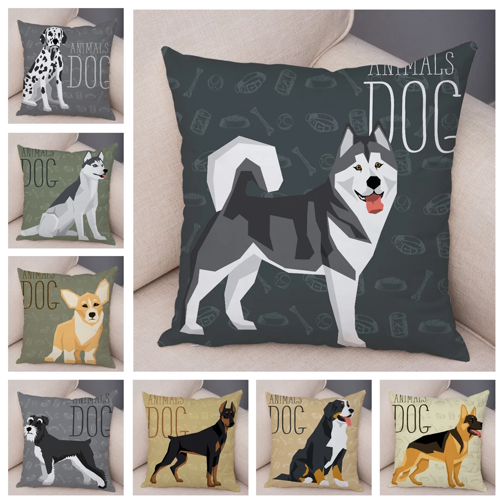 Sofa Home Pillowcase Color Schnauzer Dalmatians Cushion Cover Decorative Cartoon Dog Pet Animal