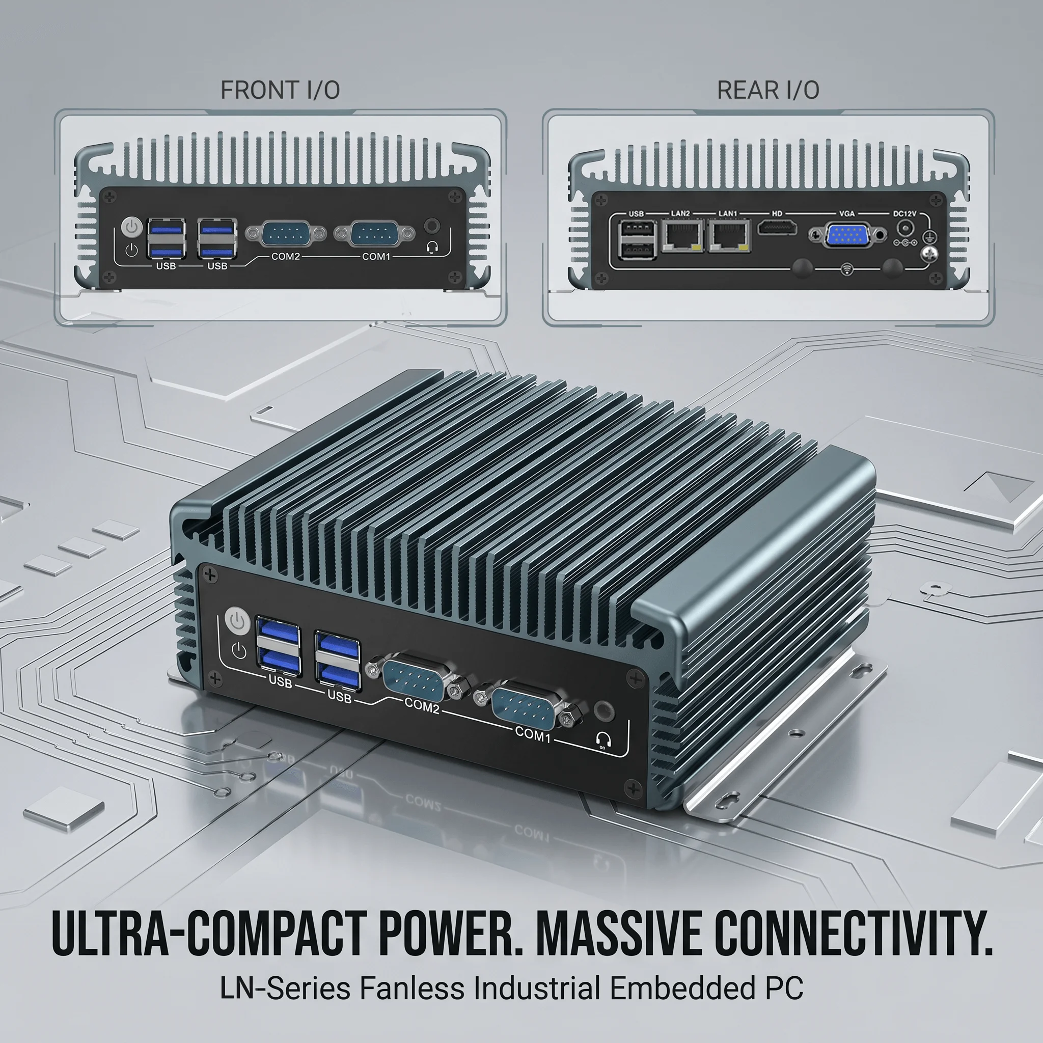 LN-1010  4th 5th 6th 7th Gen I3 I5 I7 Dual LAN 4G SIM  VGA RS232 DC12V IoT Compact Embedded Industrial Fanless Mini PC