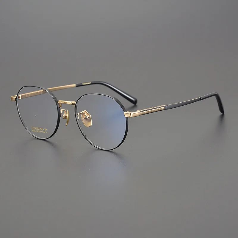 Top Quality Titanium Optical Glasses Frame Men Women Designer Vintage Round Prescription Eyeglass Frame Carving Eyewear