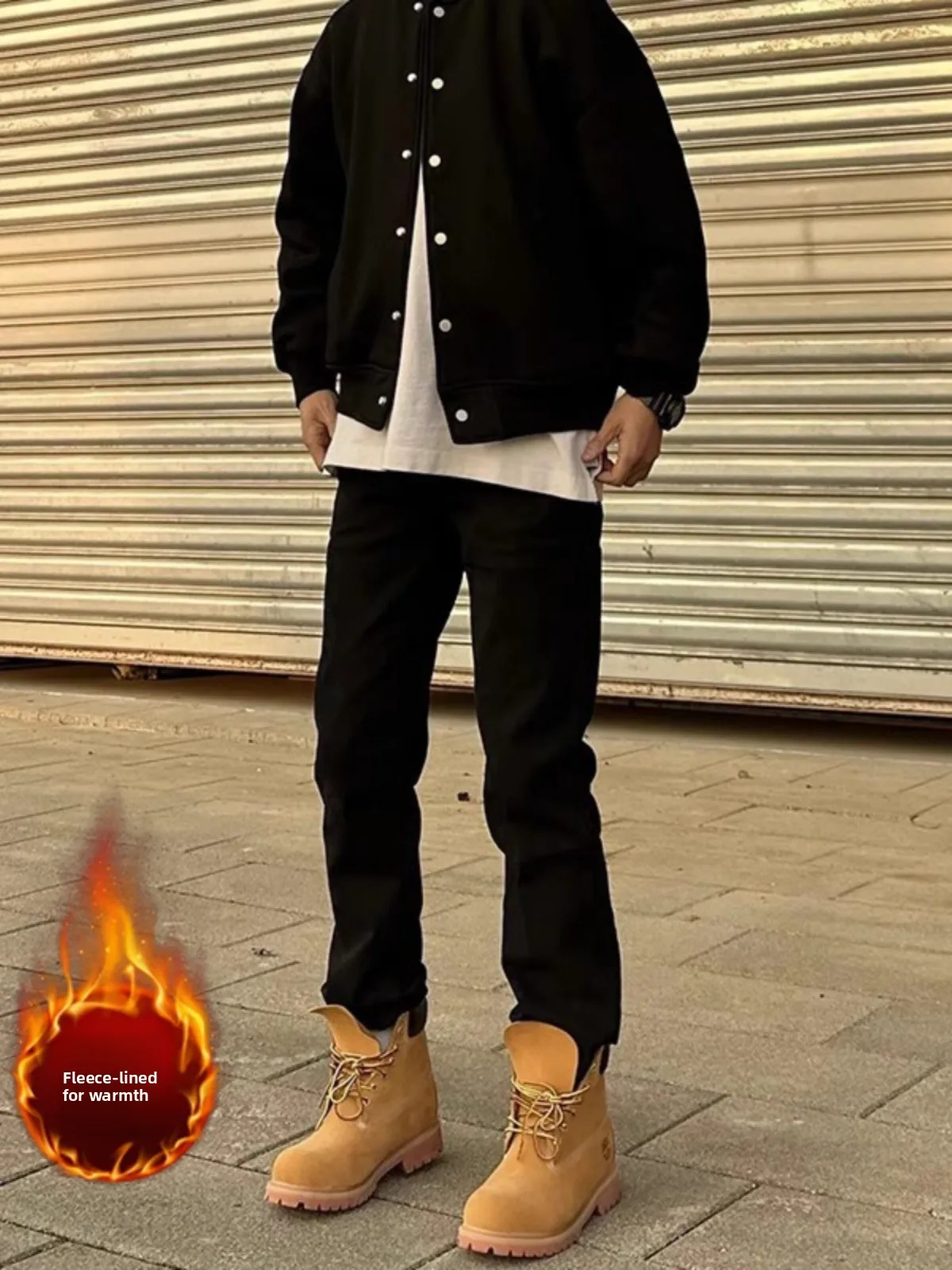 

Мужские джинсы Cleanfit с флисовой подкладкой, прямого кроя, в уличном стиле, осенне-зимние брюки под ботинки, смесь хлопка и полиэстера