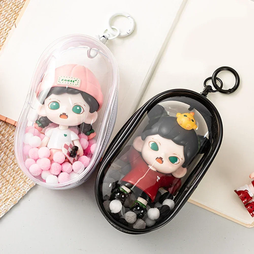 Durable Transparent Bag Waterproof Thicken Transparent Keychain Organizer Bag for 3d Figure Display Mystery Toys Storage Case