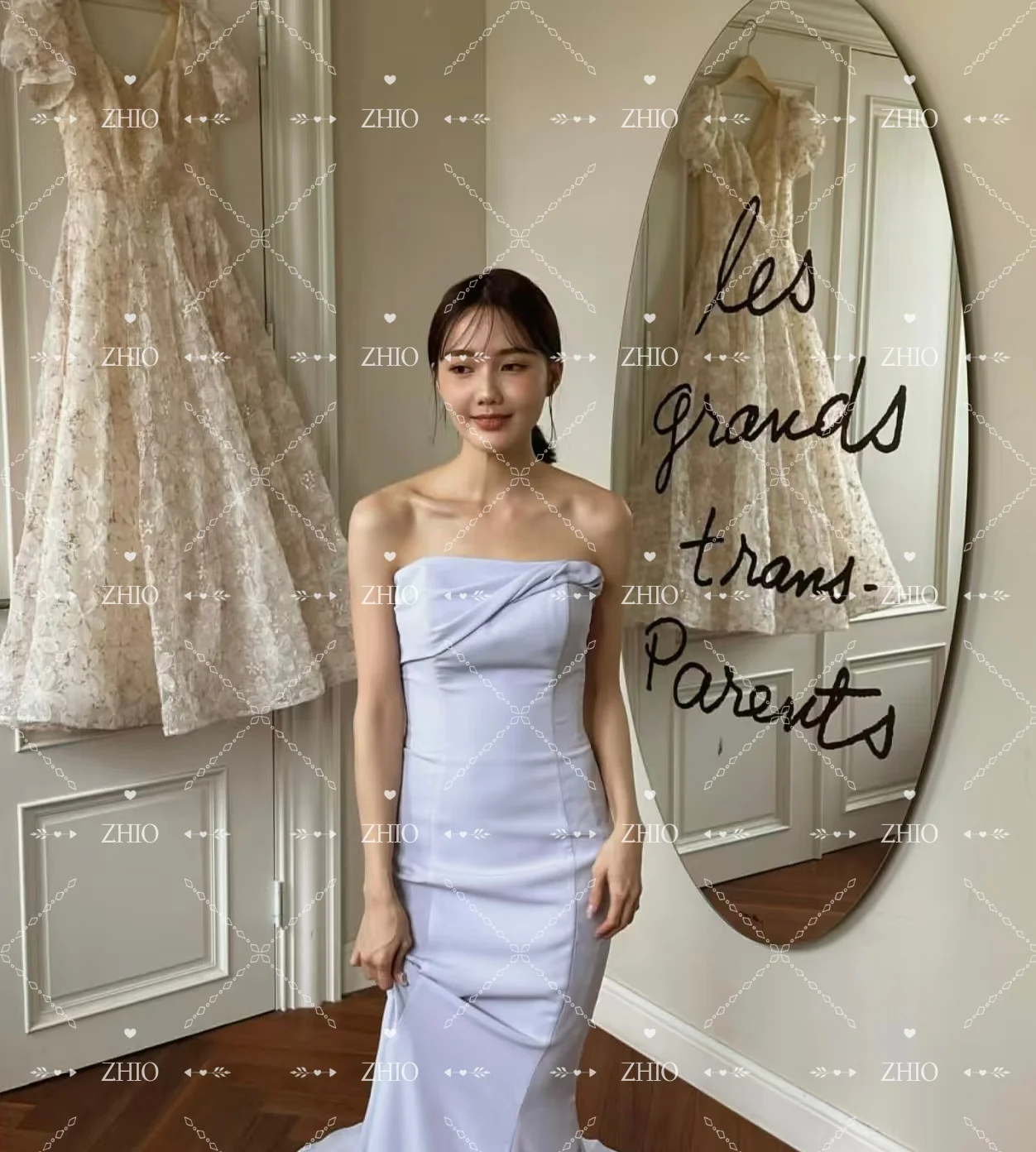 ZHIO كلاسيكي لافندر حورية البحر فستان الزفاف بدون حمالات سويب تراين كوريا صورة تبادل لاطلاق النار فستان استقبال الزفاف مخصص ستنسخ #3