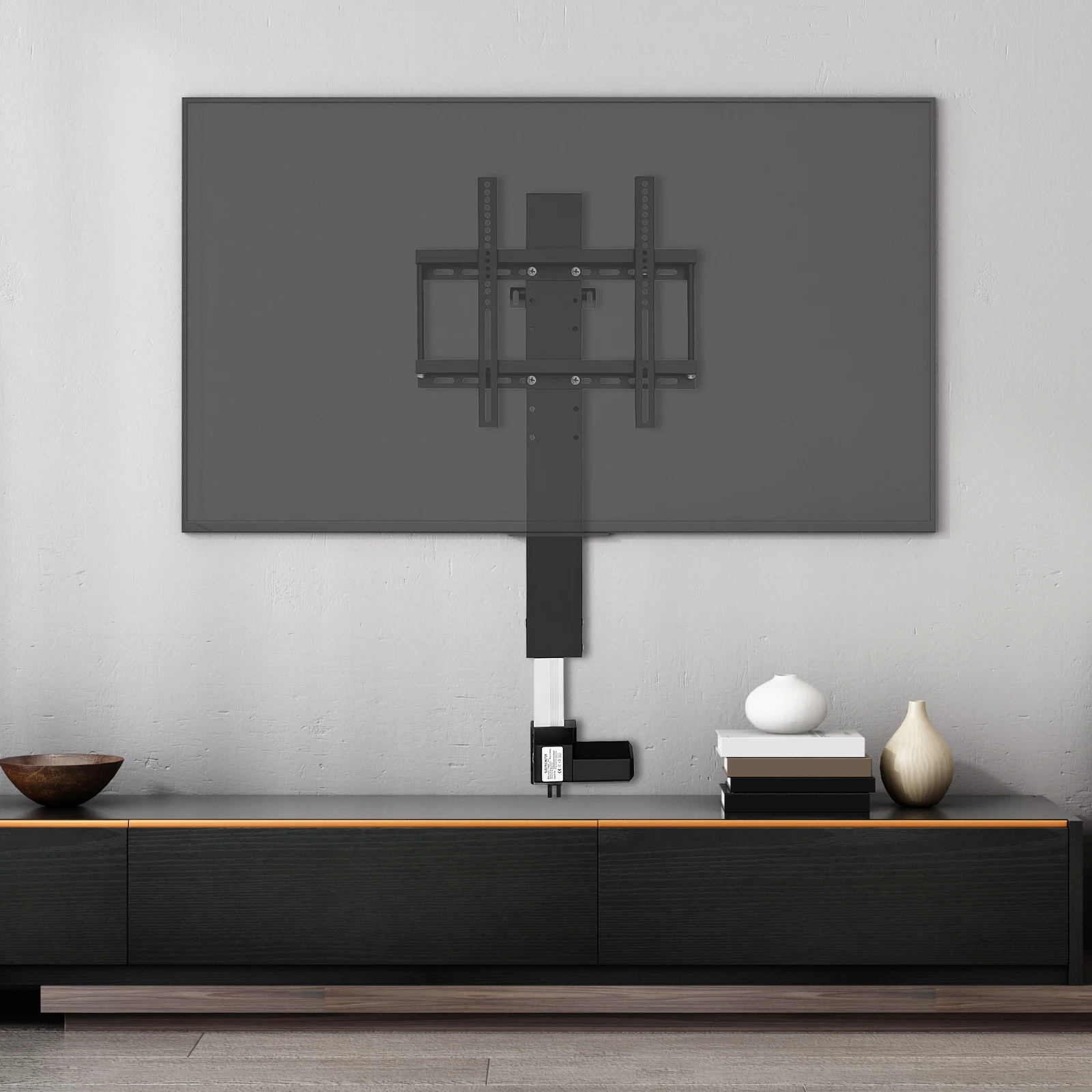 Elektrisch höhenverstellbarer TV-Ständer, Aluminiumlegierung, motorisierter Lift mit Fernbedienung, Höhenbereich 38,58-66,14 Zoll, belastbar bis 110 Pfund, für 26-57 Zoll LED LCD OLED Fernseher im
