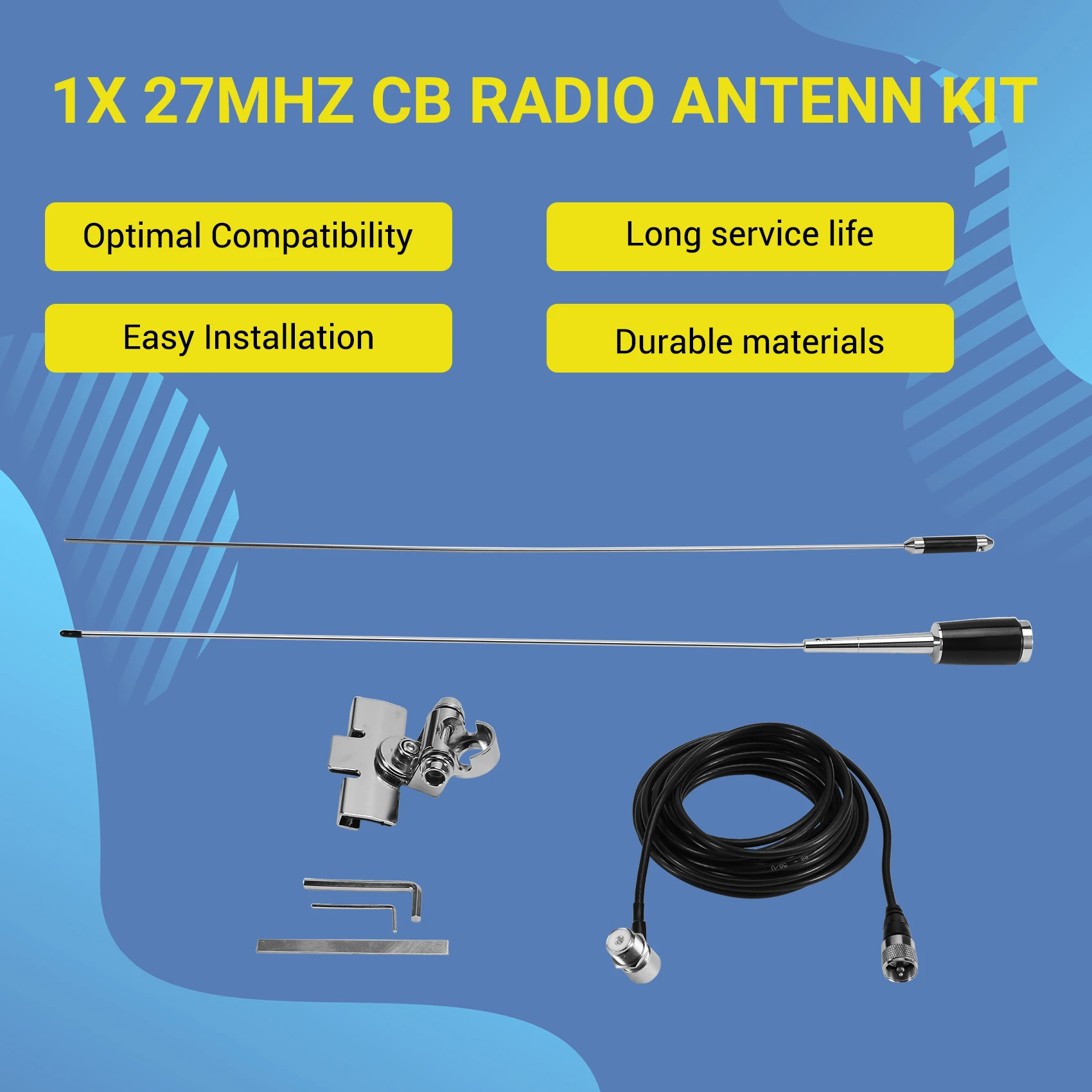 27MHz CB Radio Antenna, PL259 Male Compatible with , , , -Mobile Vehicle Truck Radio Antenna