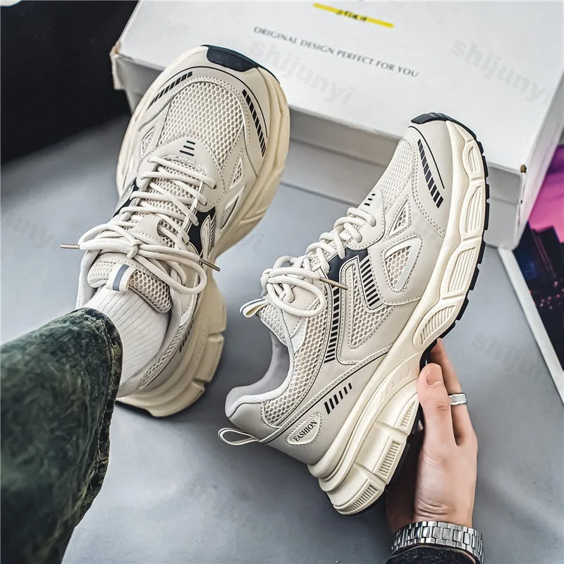 

Men's Mesh Breathable Low Top Thick Soled Casual Shoes 2025 Autumn Fashion Versatile Comfortable Wear-resistant Chunky sneakers