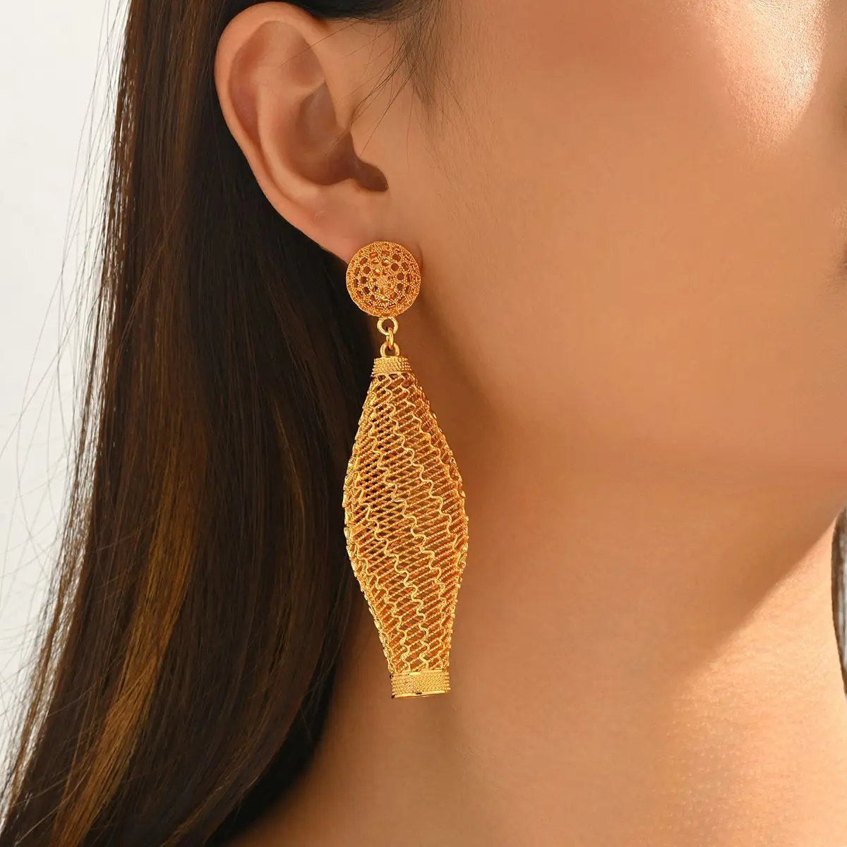 New Fashionable High end Dubai 24K Gold Plated Earrings Exquisite Wedding Party Jewelry for Lovers 777