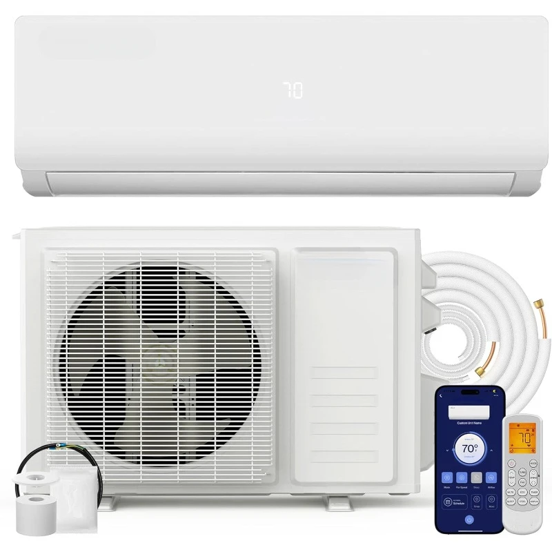 Versa Series 18000 BTU Wifi  Efficient Ductless Inverter System with 1.5 Ton Heat Pump Pre-Charged & 16.4ft Installation Kits