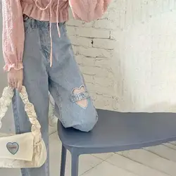 Pantalones vaqueros de cintura alta para mujer, Vaqueros rasgados, holgados y rectos, ropa de calle informal