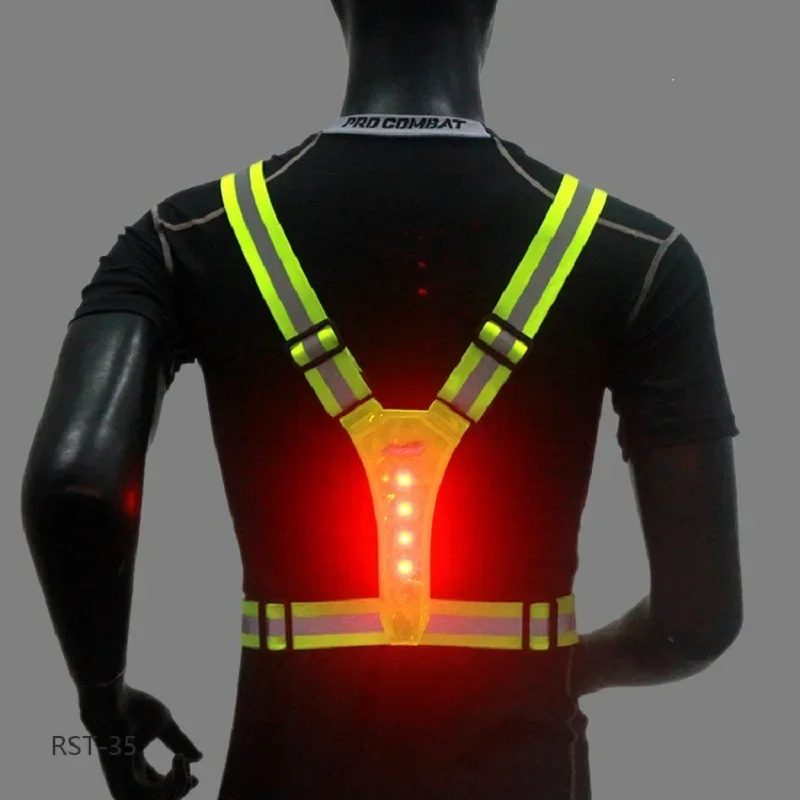 เสื้อกั๊กสะท้อนแสงเพื่อความปลอดภัย LED Running Light ปรับเสื้อขี่จักรยาน Night Warning ทํางานตกปลากีฬาเสื้อกั๊ก