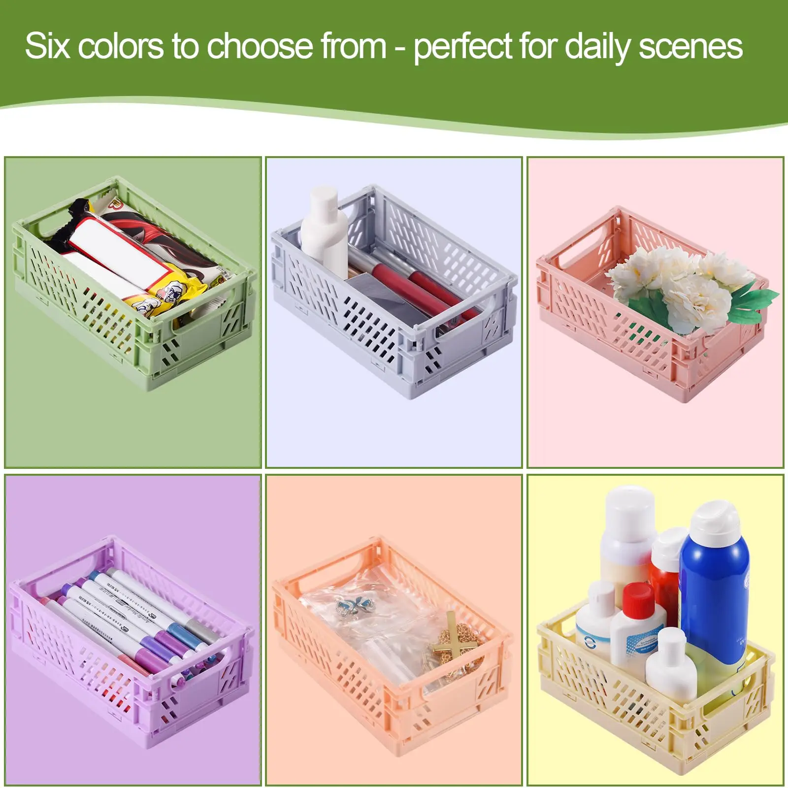 Plastic Foldable Storage Crate Folding Box Basket Stackable Cute Makeup Jewellery Toys Boxes for Storage Box Organizer Portable