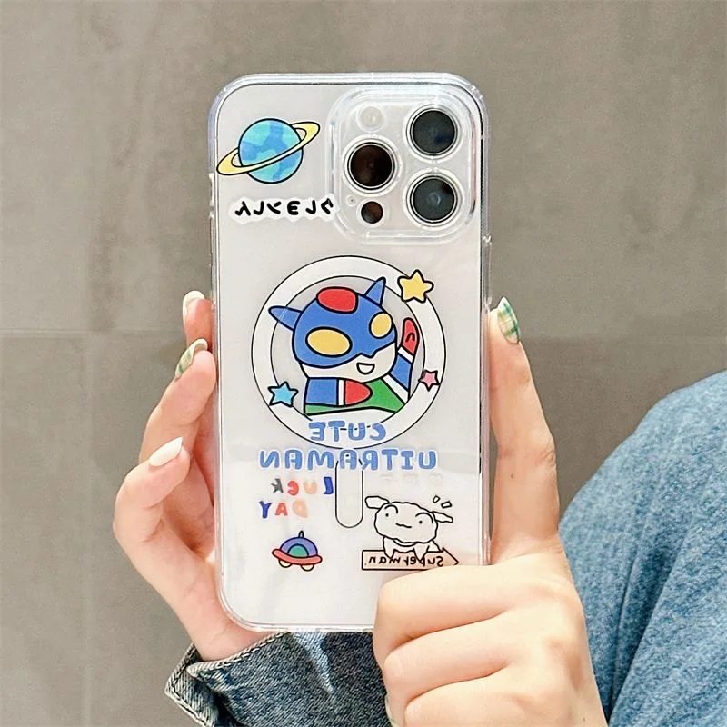 Cute Cartoon U-UltramanS Magsafe Magnetic Phone Case for iPhone 16 15 14 13 12 11 8 7 Plus Pro Max X XR XSMax Soft Clear Tpu