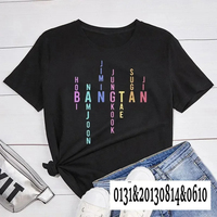 Bangtan Lid Naam T-Shirt Jimin Jungkook Tae Suga Namjoon Hobi Jhope Jhope Jin Bangtan Korea Print T-Shirt Dames T-Shirt Top Tees