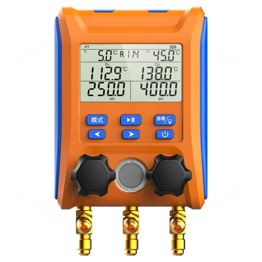 Digital Manifold Gauge Refrigeration Pressure and Vacuum Temp Gauge Air Conditioning Fitting for G-10