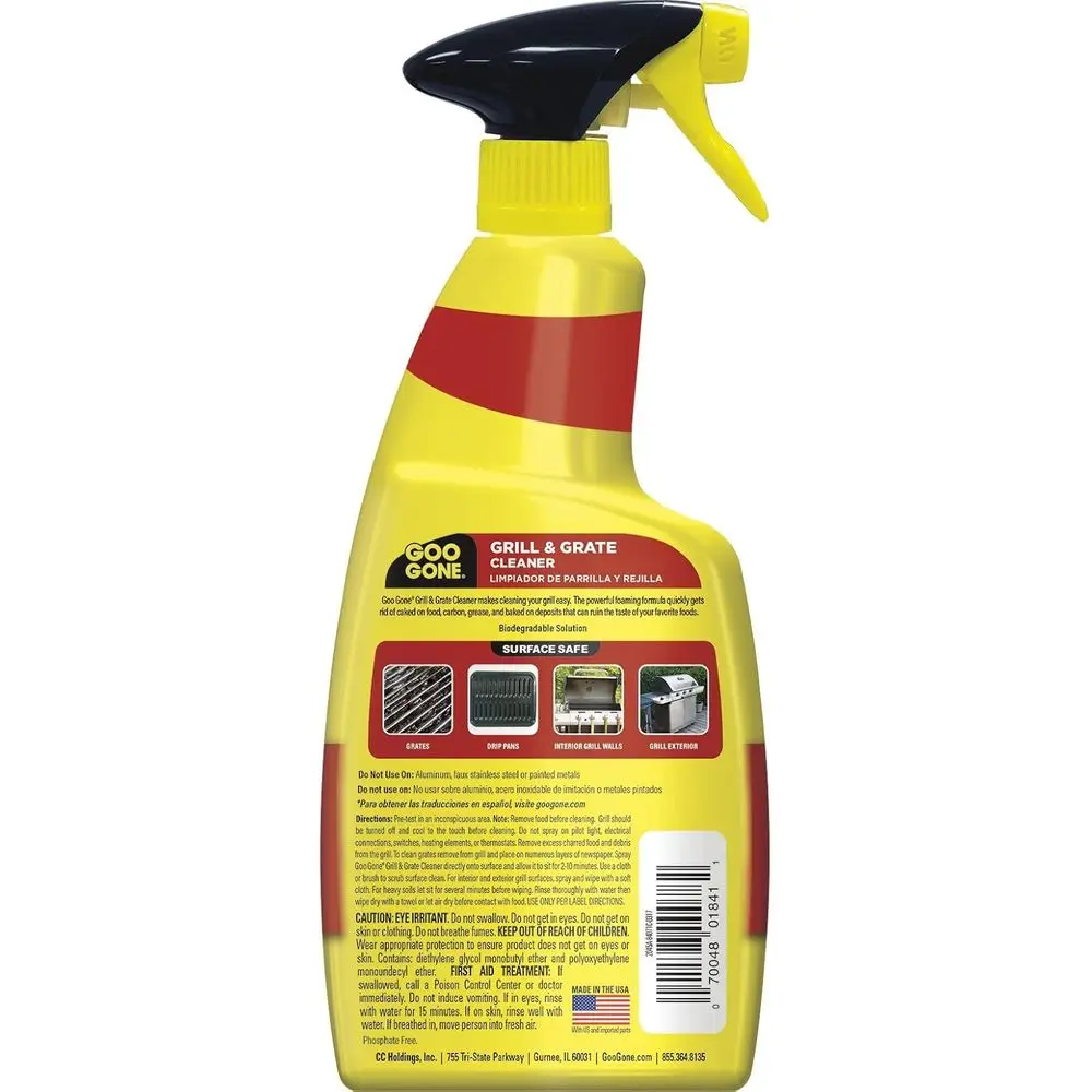 Grill and Grate Cleaner Spray (2 Pack) Cleans and Degreases BBQ Cooking Grates and Racks, Pellet and Electric Smokers - 24 Ounce