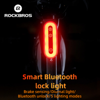 ROCKBROS Rear Bike Light Lock Light Smart Bluetooth Unlock Brake Sense Bicycle Light IPX6 Type-C Rechargeable Bicycle Taillight