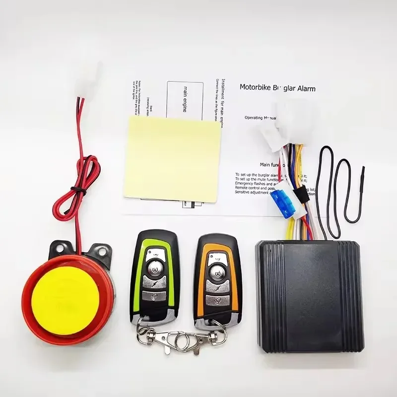 Durable Motorcycle Alarm System One-way with Engine Start Remote Control Key Fob 12V with Overload Protector