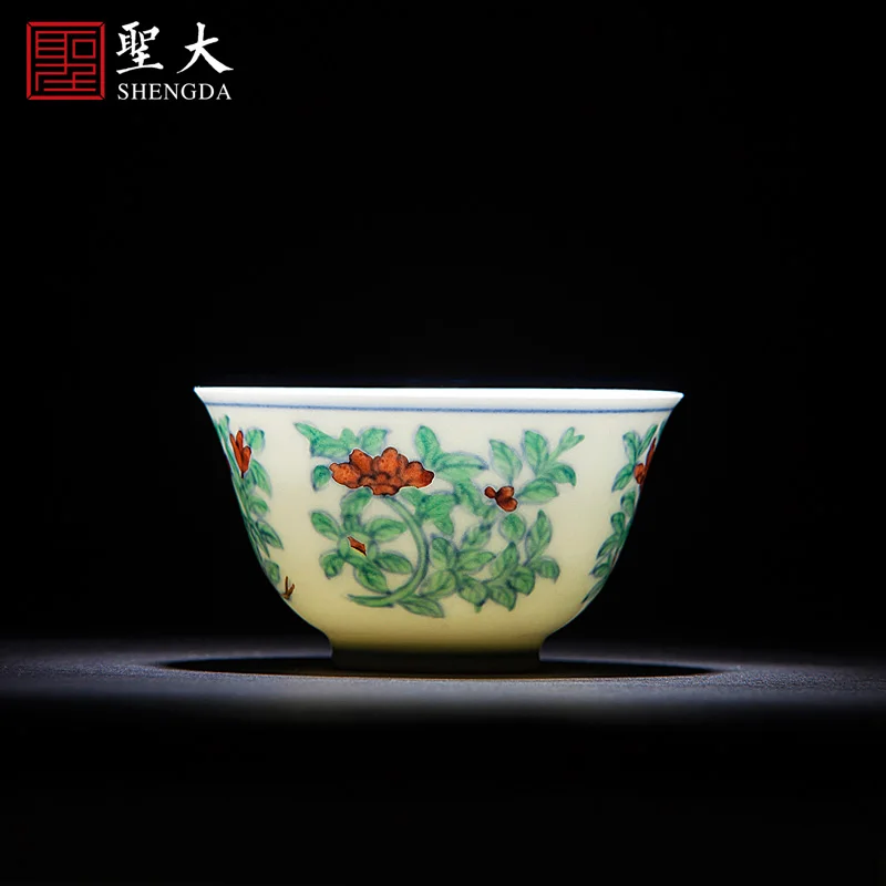 

|fine antique hand-painted da Ming chenghua bucket color fold branch flowers and a cup of jingdezhen kung fu tea cups