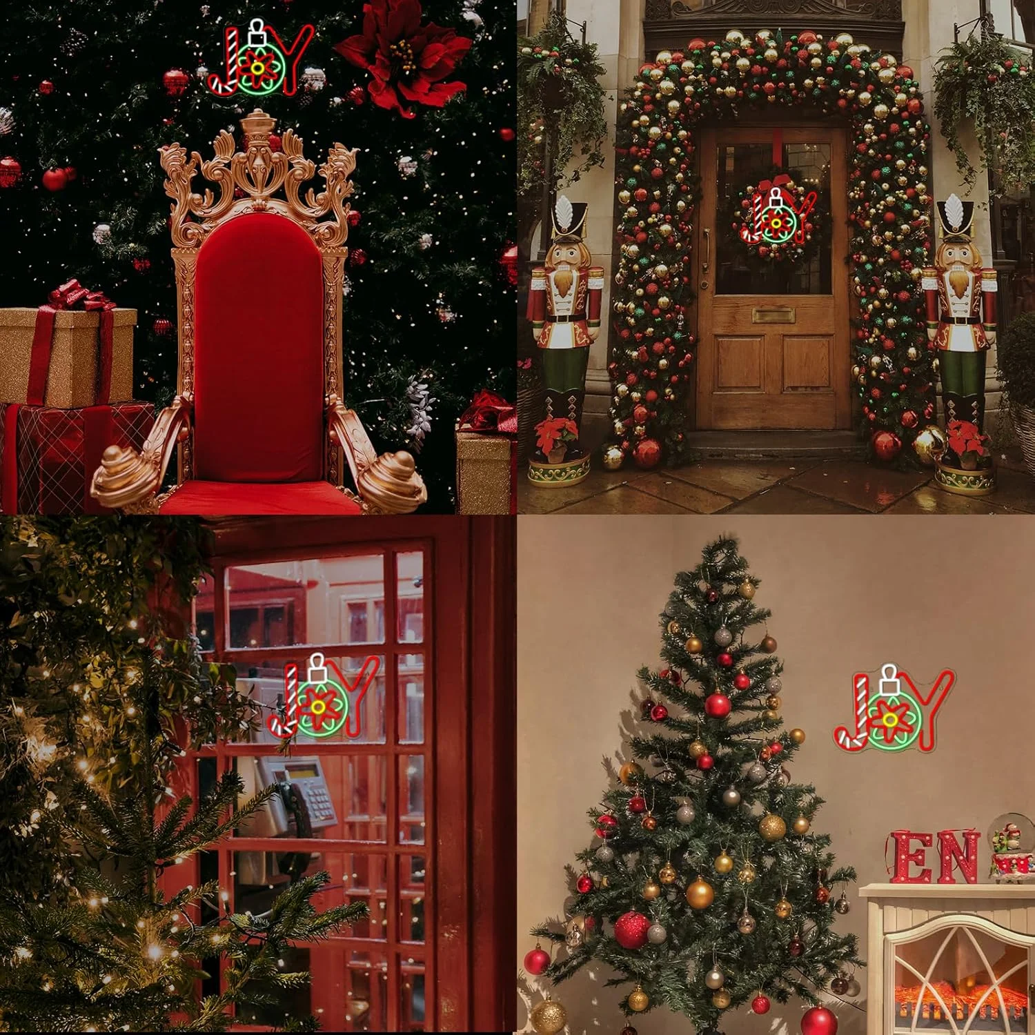 Letrero de neón JOY, letrero de neón de Navidad para decoración de pared Led, luz regulable para fiesta de año nuevo para el hogar, tienda, sala de estar, Bar, Club, logotipo artístico