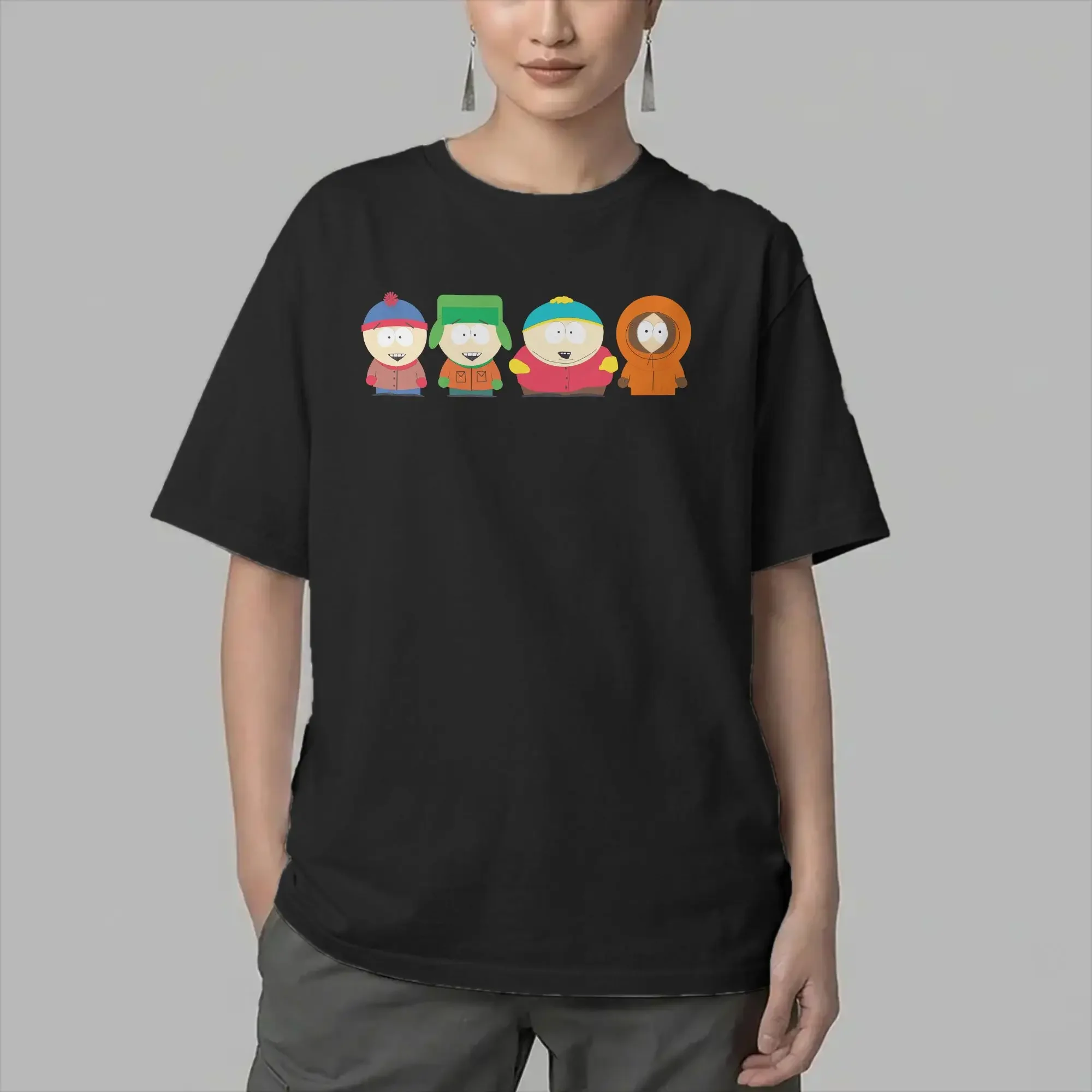 Men South Park Cartman T Shirt, Retro Graphic Cartman Kyle Kenny Stan Pure Cotton Short Sleeve Round Neck Classic Tees