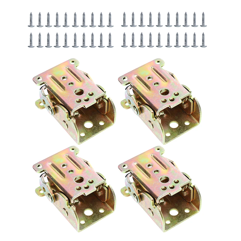 

4pcs Steel Locking Hinges Foldable 90 Degree Chair Leg Brackets Durable Folding Hinge For Table Bed Legs Kitchen Furniture