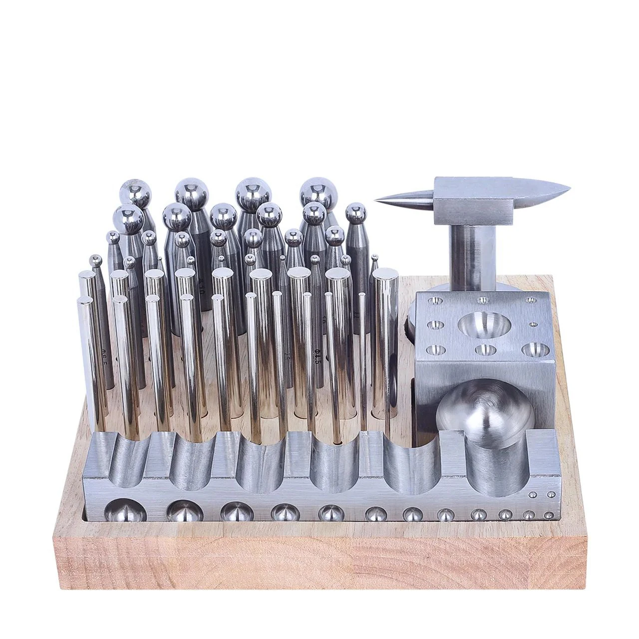 50 قطعة الصلب Dapping كيت القبة لكمة كتلة تشكيل المجوهرات مجموعة أدوات المجوهرات #3