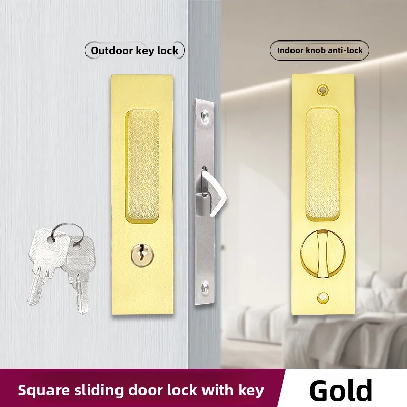 Thickened Embedded Hook Lock Sliding Door Handle Household Balcony Kitchen Wooden Gate Privacy Hardware