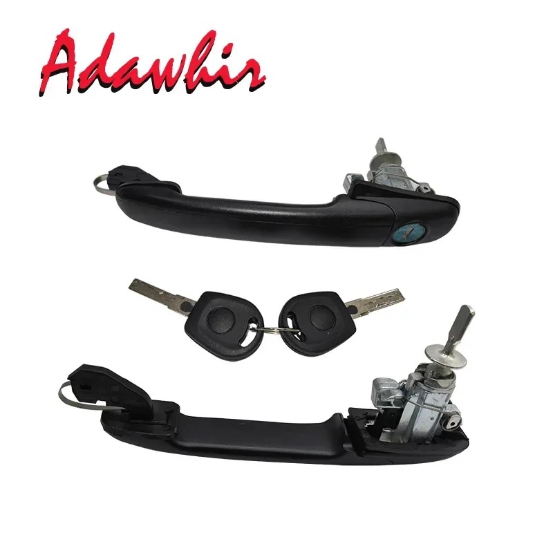 2PCS 6K0837205 6K0837206 FRONT LEFT RIGHT DOOR HANDLE WITH LOCK BARREL FOR VW SHARAN 1995-2010 33MM PIN LENGTH