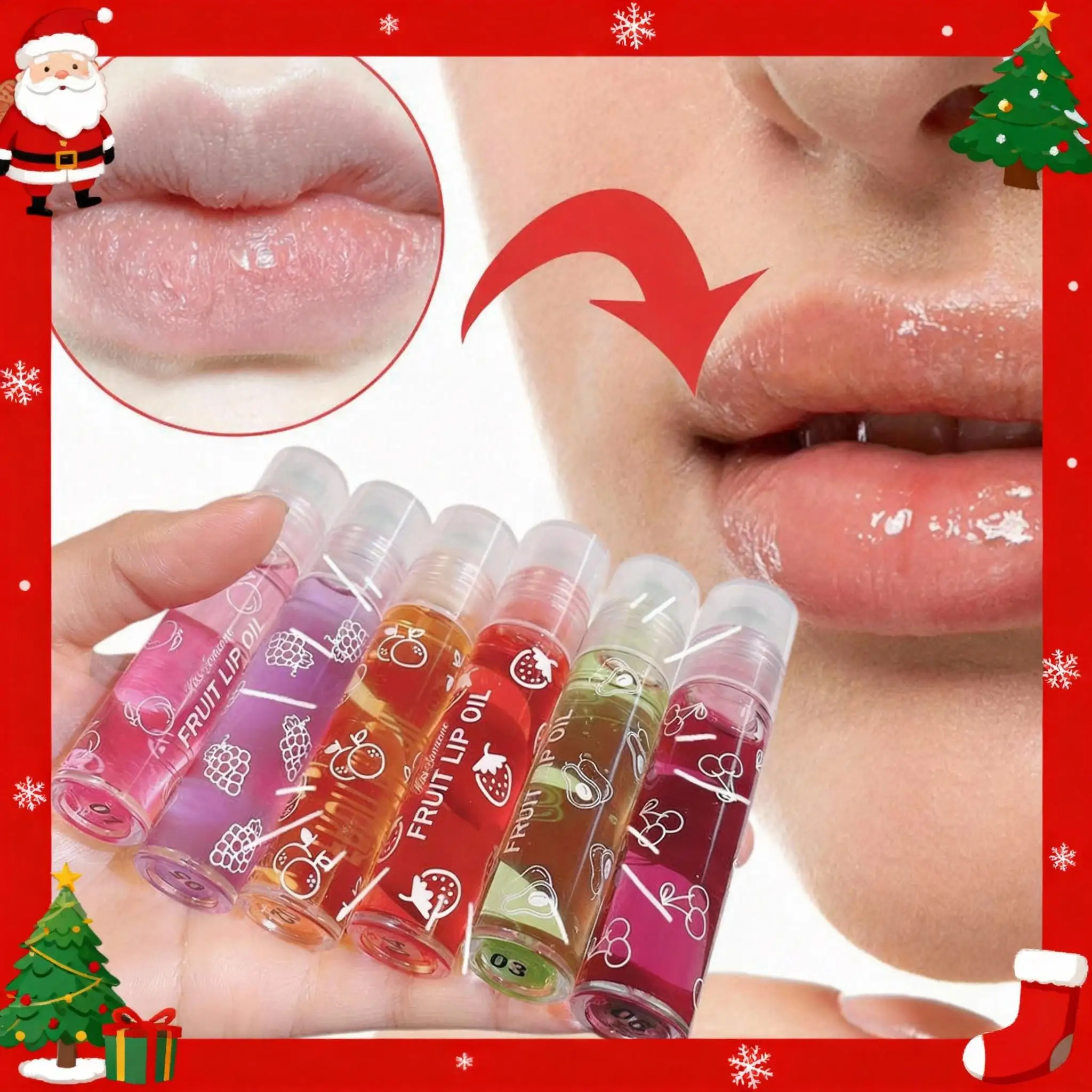 6 ألوان لفة على الفاكهة جوهر بلسم الشفاه زيت الشفاه مرآة ترطيب الشفاه التمهيدي الشفاه أحمر الشفاه ترطيب ملمع عشوائي شفاف #1