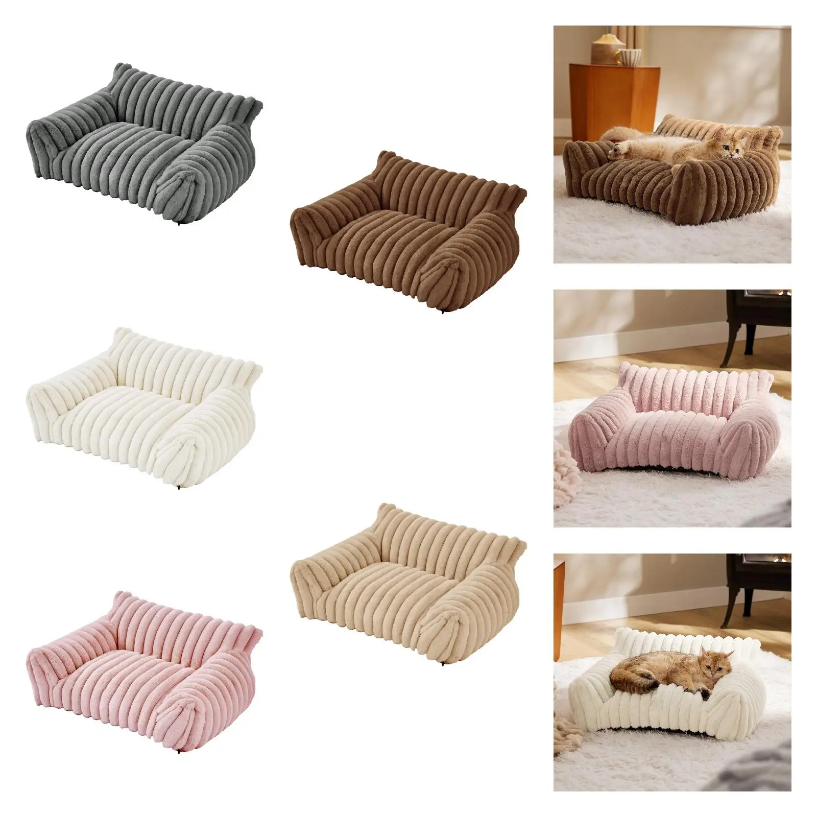 Sofá cama para mascotas, camas para gatos de interior, suave, moderno, con fondo antideslizante, sofá cama portátil para perros y gatos, perros pequeños y gatitos