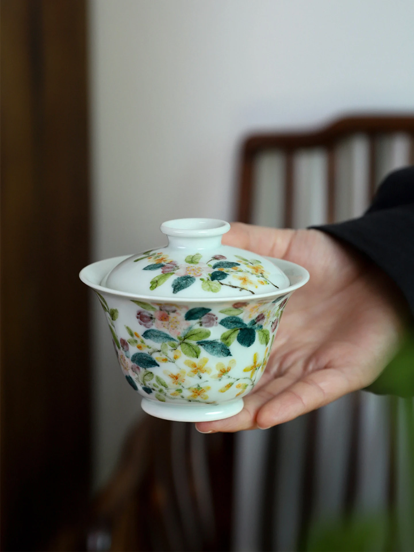 

Fangwuji Hand-Painted Cerc Tea Set Jingdezhen Porcelain Thin-Walled High-Aesthetic Value Gongfu Tea Utensils for Home Use