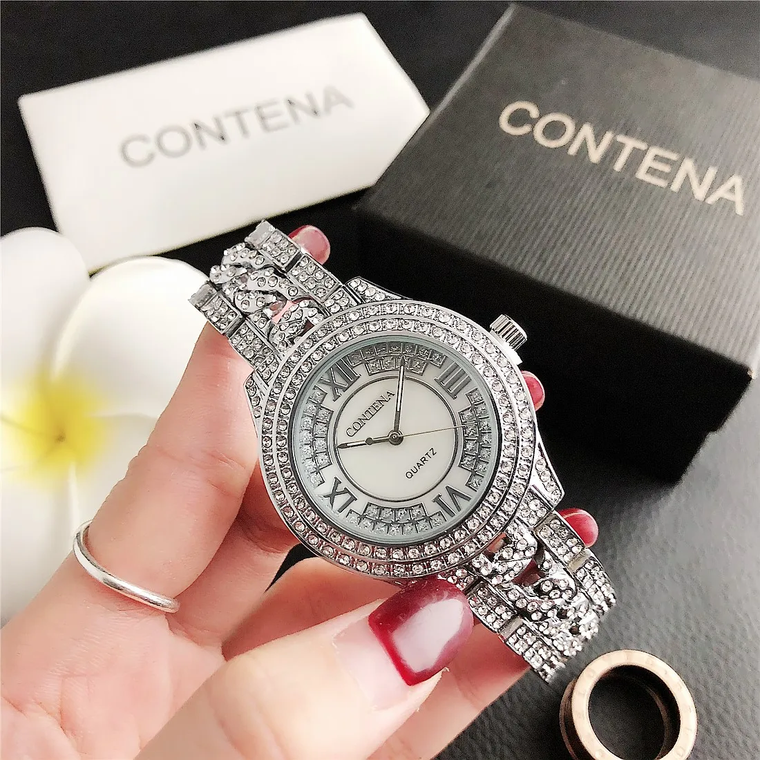 CONTENA  Simple High Quality Luxury Business Waterproof Alloy brand Stainless Steel Quartz Watch