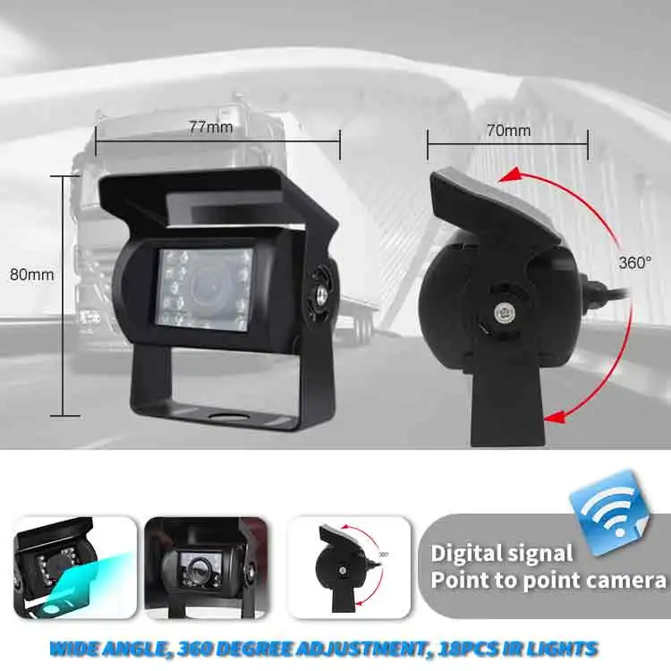24 V voor bus en vrachtwagen Draadloze achteruitrijcamerakit 7 inch draadloos achteruitrijcamerasysteem