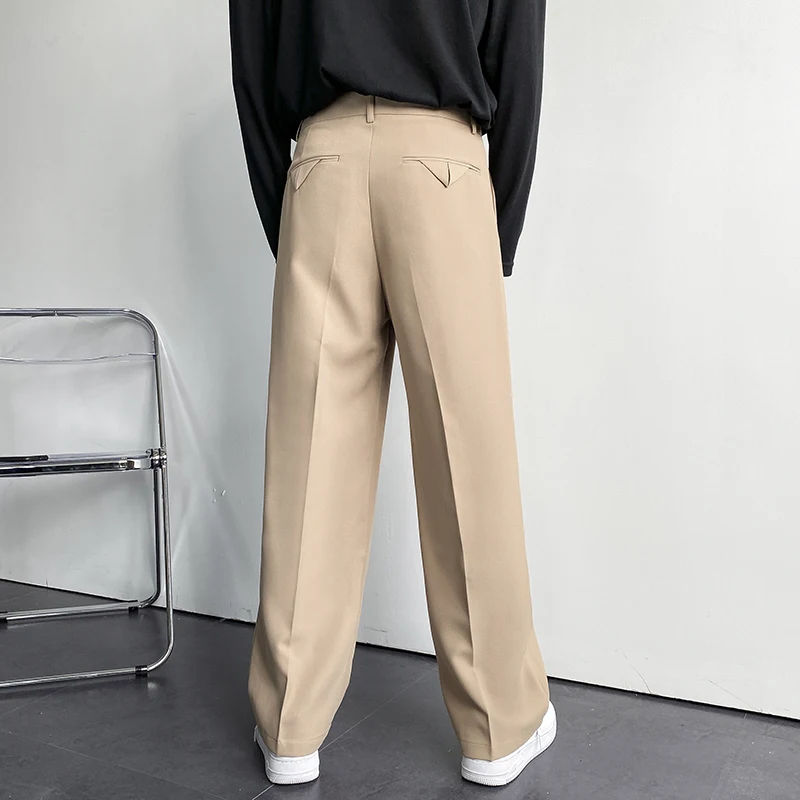 Solid Color Formal Suit Pants Men Korean Fashion Loose Casual Pants Men Harajuku Streetwear Wide-leg Straight-leg Pants Men