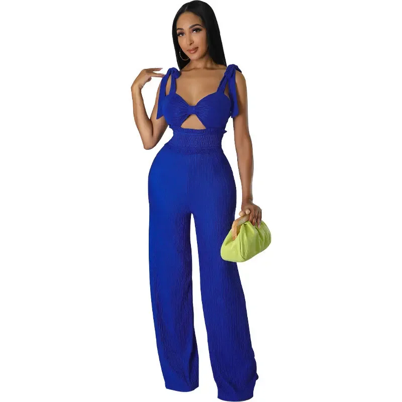 Sleeveless and Bare Shoulders Wide Leg Jumpsuits Summer Jumpsuits for Women Outfits Elegant Romper Vintage Streetwear Overalls