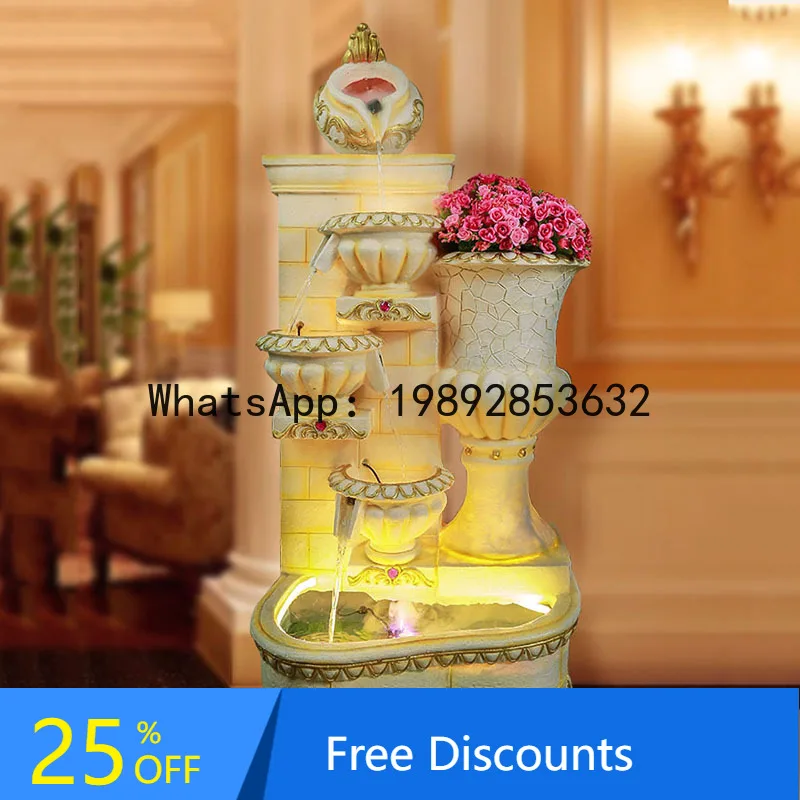 ZK Creative European Style Flowing Water Fountain Fish Pond Ornament for Living Room  Entrance Water Feature Home Decoration