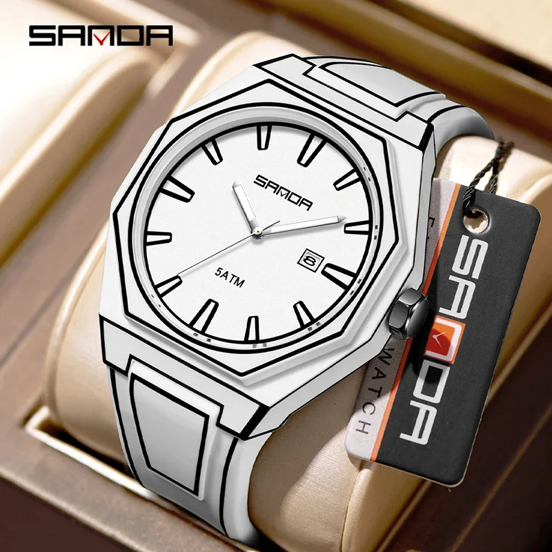 SANDA Fashion Brand Men's Quartz Watch Waterproof Calendar Luminous Creative Series Casual Watch Men's Luxury Quartz Wristwatch
