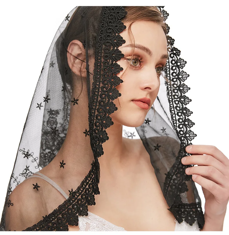 Lace Mantilla Veils For Wedding Bride Black White Christian Veils For Church Spanish Latin Mass Chapel Catholic Veil Head Scarf