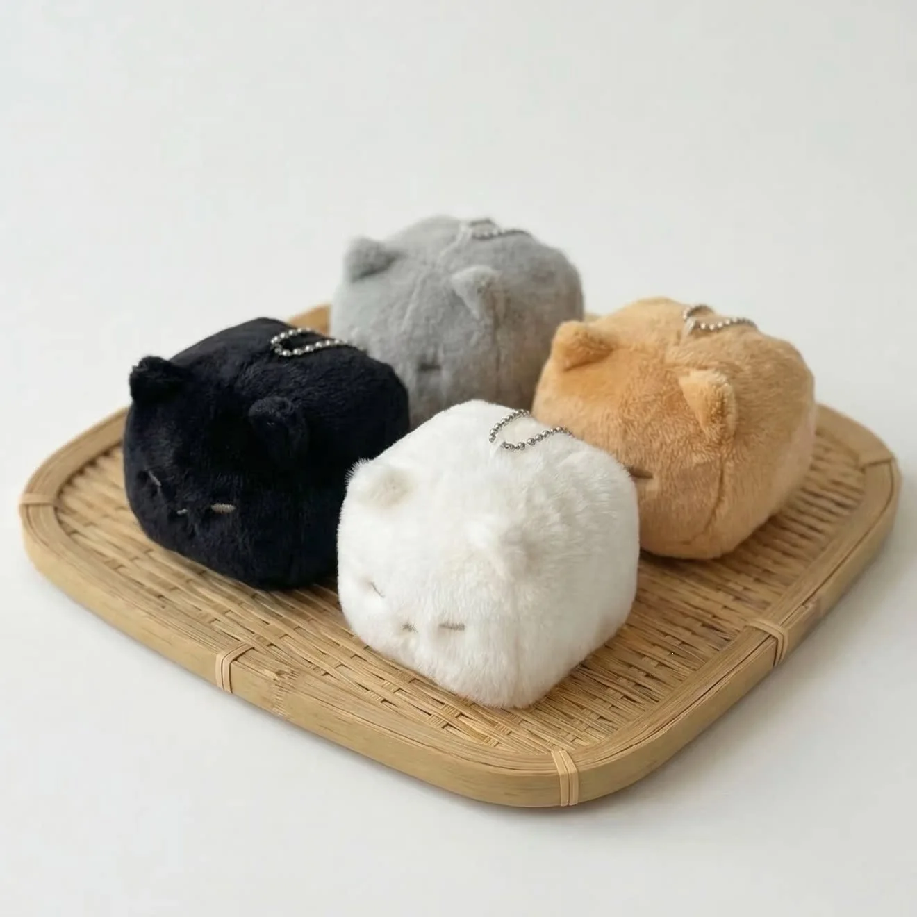 Cat mold tofu plush pendant high-value ins soft and cute bag decoration keychain