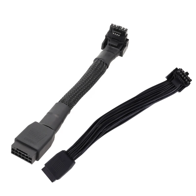 Applicable to 16Pin Graphics Card Elbow Line Vedio Card 2VHPWR Straight Turning Head Line PCIE5.0 12+4P Line 15cm Drop shipping