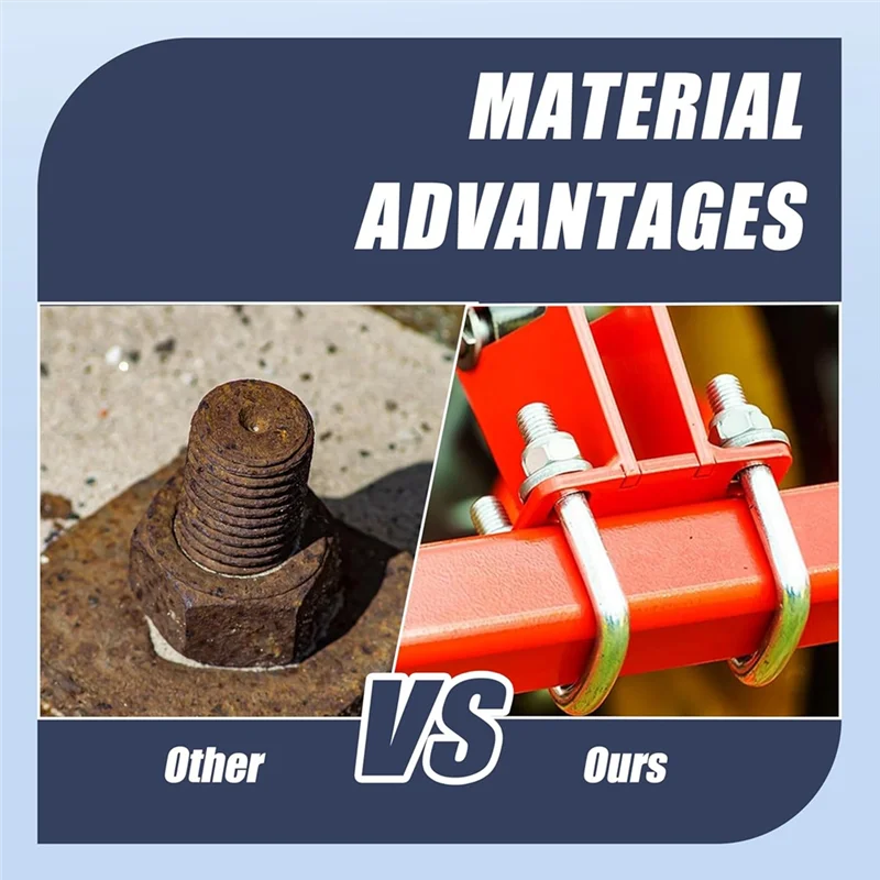 ABKY-4 ชุด M8 สแควร์ U-Bolts Heavy Duty เหล็กคาร์บอน U Bolt สําหรับเรือ Trailer Tube, ไม้สี่เหลี่ยมผืนผ้าและโลหะวัตถุ