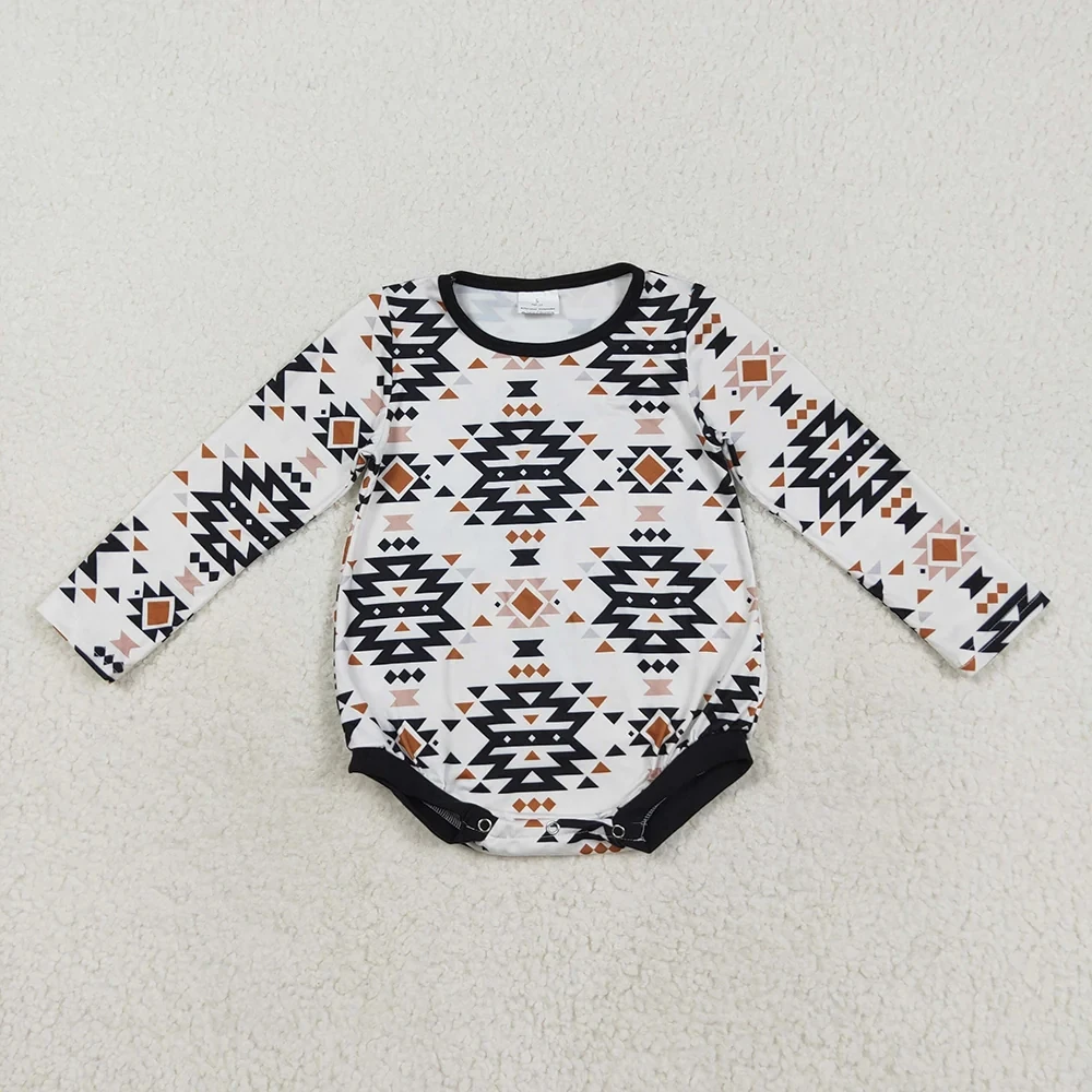 Wholesale Baby Boy Infant Bubble Romper Children Toddler Coverall Bodysuit Kids Newborn Long Sleeves Western Aztec Clothing